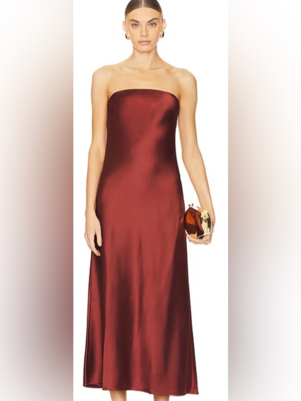 Steve Madden: Strapless Satin Jessamine Dress/Spiced Apple/from Revolve: M - Picture 4 of 6